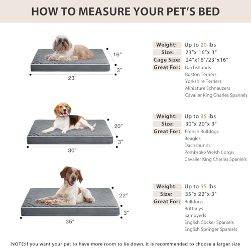 WNPETHOME Orthopedic Dog Beds for Large Dogs, Extra Large Waterproof Dog Bed with Removable Washable Cover & Anti-Slip Bottom, Egg Crate Foam Pet Bed Mat, Multi-Needle Quilting XL Dog Crate Bed