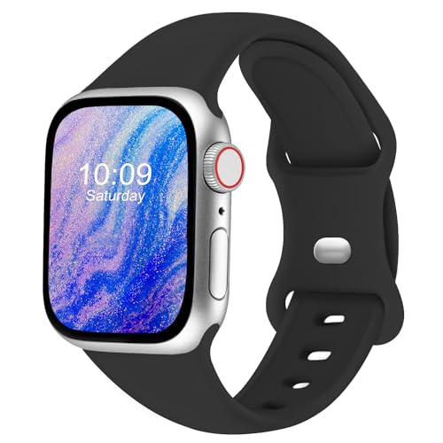 CREFORT Bands Compatible with Apple Watch 38mm 40mm 41mm 42mm 44mm 45mm 49mm, Soft Silicone Replacement Sport Accessory Strap Wristband for iWatch Series Ultra 8 7 6 5 4 3 2 1 SE Women Men Pine Green