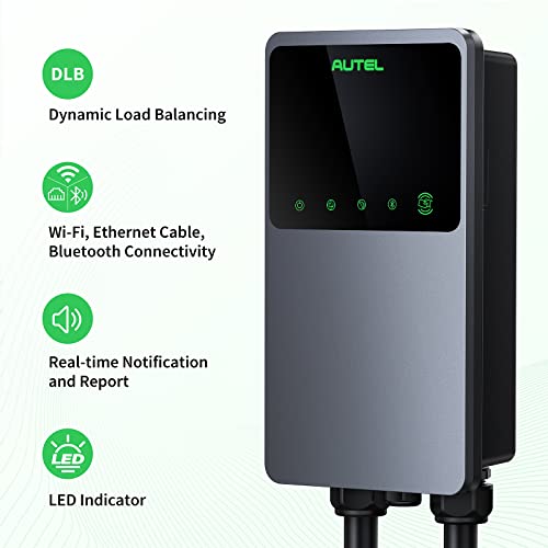 Autel MaxiCharger Home Electric Vehicle (EV) Charger, up to 40 Amp, 240V, Level 2 WiFi and Bluetooth Enabled EVSE, NEMA 6-50 Plug, Indoor/Outdoor, 25-Foot Cable with Separate Holster, Dark Gray