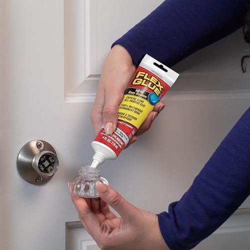 Flex Glue, Super Strong, Transparent, Rubberized Waterproof Adhesive, Works Underwater, Use on Pools, Showers, Outdoors, Concrete, Brick, Pavers, UV Resistant, 4 oz Squeeze Tube, Clear, 2-Pack