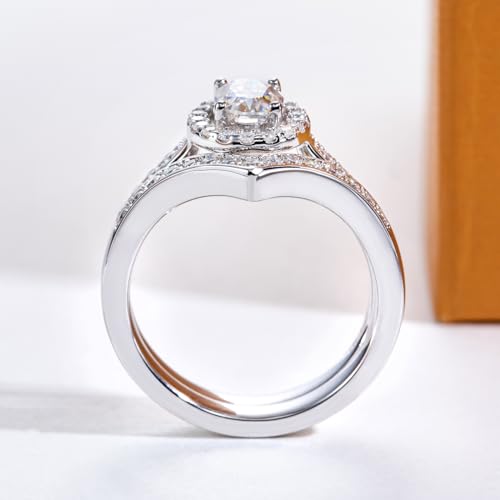 AimiIee Moissanite Wedding Rings Set Oval Cut Bridal Set 1.525CTTW D Color VVS1 Clarity 925 Sterling Silver Engagement Promise Rings for Women with Certificate 5