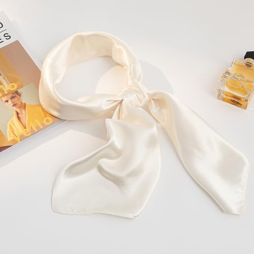 HBselect 4PCS Head Scarf for Women 35” Head Scarves Silk Like Satin Neck Scarfs Square Bandana Hair Wraps Scarf for Sleeping