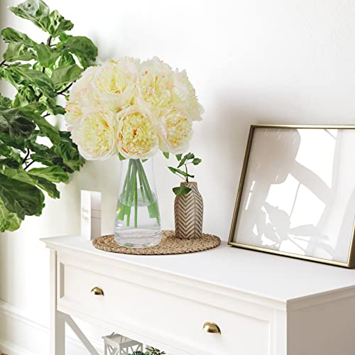 U'Artlines 10 Heads Artificial Peony Silk Flower Leaf Home Office Wedding Party Festival Bar Decor (Black)