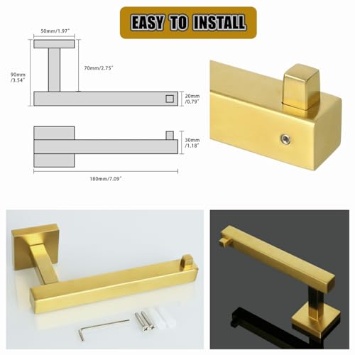 Alise Toilet Paper Holder,Bathroom Tissue Holder Wall Mount Toilet Paper Roll Holder Storage Dispenser,Square SUS304 Stainless Steel Paper Rack,Gold Finish GYT4005-G