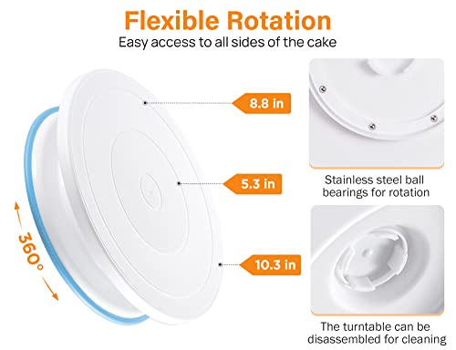 Kootek 71PCs Cake Decorating Supplies Kit with Revolving Cake Stand Turntable, 12 Numbered Icing Piping Tips, 2 Spatulas, 3 Icing Comb Scraper, 50+2 Piping Bags, and 1 Coupler for Baking