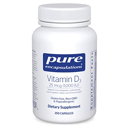 Pure Encapsulations Vitamin D3 25 mcg (1,000 IU) - Supplement to Support Bone, Joint, Breast, Heart, Colon & Immune Health - with Premium Vitamin D - 250 Capsules