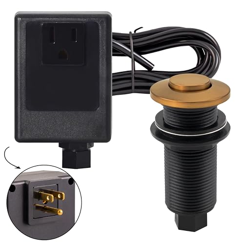 Westbrass ASB-11 Sink Top Waste Disposal Air Switch and Single Outlet Control Box, Flush Button, 1-Pack, Antique Copper