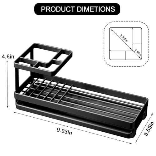 Toothbrush Holders for Bathrooms with Drainage, 4 Slots Tooth Brushing Organizer for Bathroom Countertop, Electric Toothbrush and Toothpaste Holder, Tooth Brush Organization Black (Rustproof)