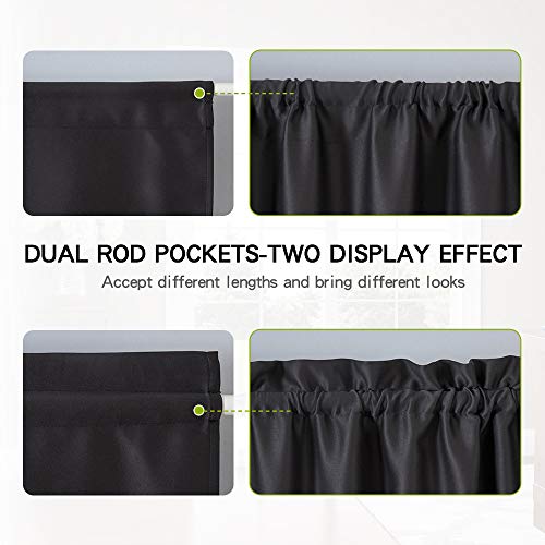 MIULEE Sidelight French Door Blackout Curtain Thermal Insulated Drapes Light Blocking Window Treatment Curtain for Narrow Glass Door Rod Pocket with Tieback 25 inch by 72 inch Black 1 Panel