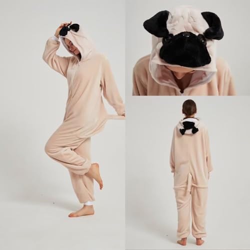 Unisex Adult Cosplay Animal Onesie Halloween Costume Christmas One Piece Pajamas Sleepwear for Women Men, Deer S