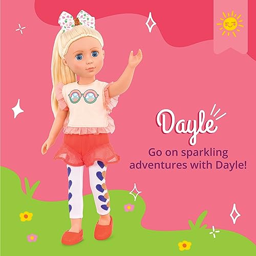 Glitter Girls – 14-inch Fashion Doll – Blonde Hair & Blue Eyes – Sunglasses Top, Heart Leggings & Hair Bow – Poseable Arms & Legs – 3 Years + – Dayle