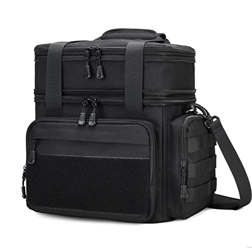 Gafetrey Large Tactical Lunch Box for Men, Insulated Lunch Bag Adult, Thermal Lunchbox Leakproof Waterproof Cooler Bag, Dual Compartment Lunch tote, Large Lunch Pail for Work Office Camping 24L