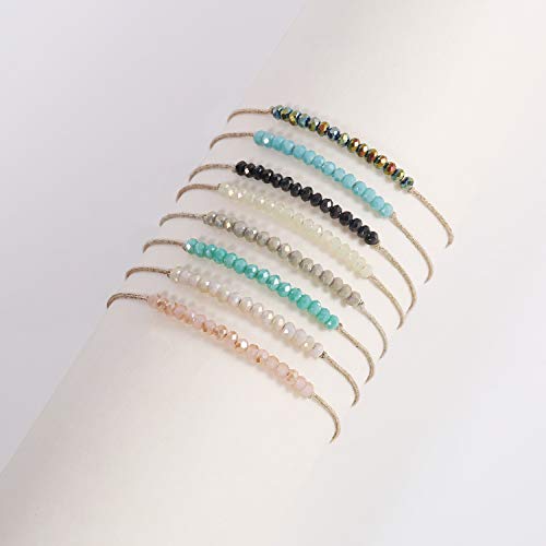 Elegance 11 designs Natural Crystal Friendship Bracelet Best Friend Bracelet for, Bracelets Adjustable for Couple Family Women Teen Girls Friendship gifts 2PC