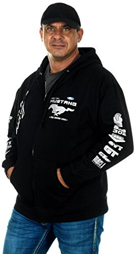 JH DESIGN GROUP Men's Ford Mustang Collage Black Zip Up Hoodie Sweatshirt (Small, CLG2-black)