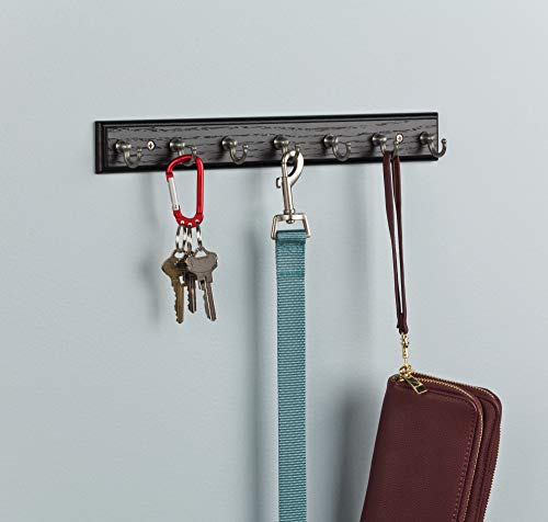 Franklin Brass Key Tidy (1-Pack) Black Key Holder 14" Wall Mount Key Rack 7 Key Hooks for Wall, Hallway, Entry Small Keychain Rail Organizer FBKEYT7-BSE-R