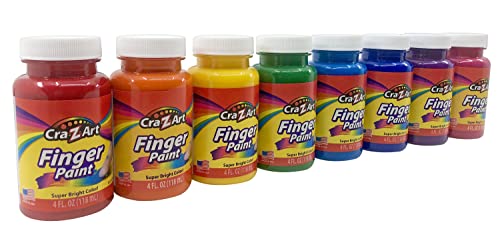 Cra-Z-Art Washable Kids Finger Paint Bulk Pack 8ct, Assorted Colors 4oz each bottle