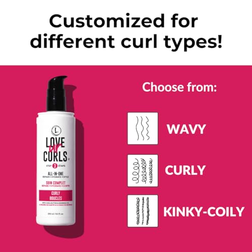 Love Ur Curls - Shampoo, Conditioner, Curly All In One Styler to repair, define and hydrate hair and Irish Sea Moss Gel for touchable hold