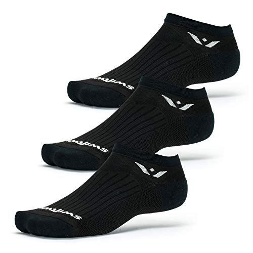 Swiftwick - PERFORMANCE ZERO (3 Pairs) Running Socks, Golf Socks, Durable, Cushioned No-Show Socks (Black, Small)