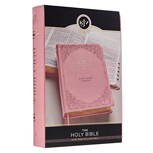 KJV Holy Bible, Giant Print Full-size Faux Leather Red Letter Edition - Thumb Index & Ribbon Marker, King James Version, Pink (KJV Giant Print Full Size Bible)