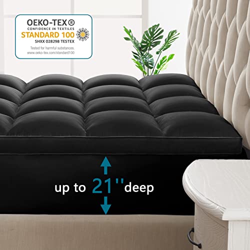 CHOKIT Premium 2100 Series Twin XL Mattress Topper College Dorm Extra Thick Mattress Pad Cover, 400TC Soft Plush Pillow Top for Back Pain, Cooling Breathable 5D Snow Down Alternative Fill