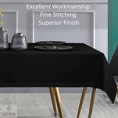 UniQloth Rustic Farmhouse Rectangle Tablecloth Heavy Duty Fabric 100% Cotton - Washable Dining Table Cover - Ideal for Dinner Party Wedding Christmas Holidays Everyday Use Table Linen 52x70 Black