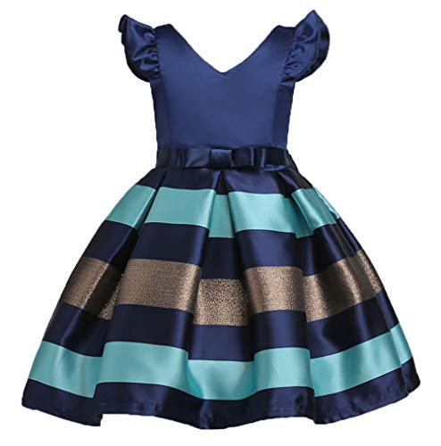 WZSYGDTC Baby Girls Christmas A-Line Dresses Child Birthday Party New Year Wedding Event Dress 3 Years (1780 Navy,100)