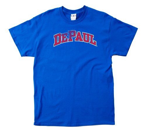 Depaul Blue Demons 100-Percent Pre-Shrunk Vintage Arch College Short Sleeve Tee, Medium, White