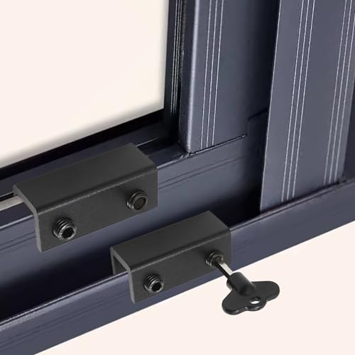 6 Sets of Window Locks Sliding Window Locks with Key for Vertical and Horizontal Sliding Windows and Doors Adjustable Window Security Locks for Children Home Bedroom and Office (Black)