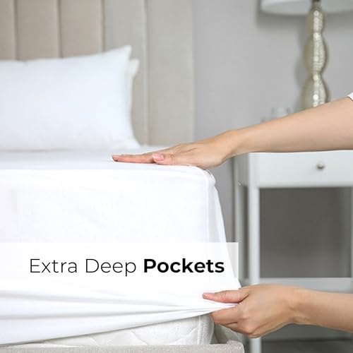 Extra Deep Twin XL Fitted Sheet - Hotel Luxury Single Fitted Sheet Only - Easily Fits 18 inch to 24 inch Mattress - Soft, Wrinkle Free, Breathable & Comfy Extra Deep Pockets Spa Blue Fitted Sheet