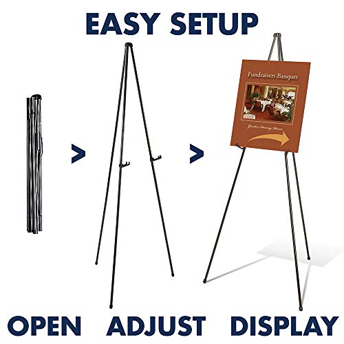 Quartet Instant Easel 64" Stand, Supports 10 lbs., Heavy-Duty, Tripod Base, Powder Coated Steel Material, Collapsible, Black (27E)