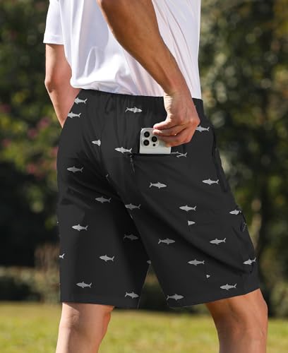 zeetoo Men's Shorts Hiking Cargo Shorts 9" Quick Dry Lightweight Work Casual Golf Shorts with 5 Zipper Pockets