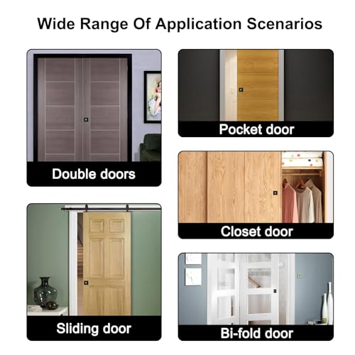 Pocket Door Lock with Key,Privacy Door Hardware Suitable for Bathroom Bedroom etc Recessed 2 Sided, 2 3/8" Backset, Invisible Hardware for 1 3/8” to 2 3/16” Thickness Door (Black)
