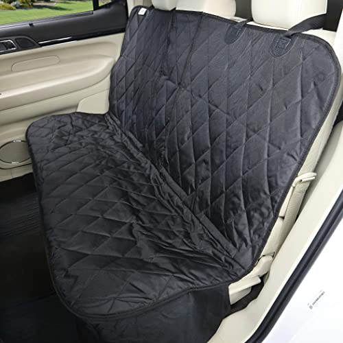 4Knines Dog Seat Cover Without Hammock for Fold-Down Rear Bench Seat 60/40 Split and Middle Seat Belt Capable - Black Extra Large - for Full Size Trucks and Large SUVs - USA Based Company