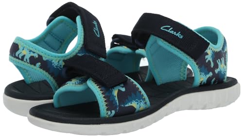 Clarks Surfing Tide Flat Sandal, Navy, 8 US Unisex Big Kid