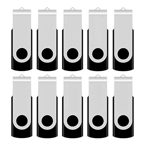 Aiibe 2GB Flash Drive 10 Pack Bulk 2G USB Flash Drive Thumb Drive USB 2.0 Memory Stick Data Storage Jump Drives (2GB, 10 Pack, Black)