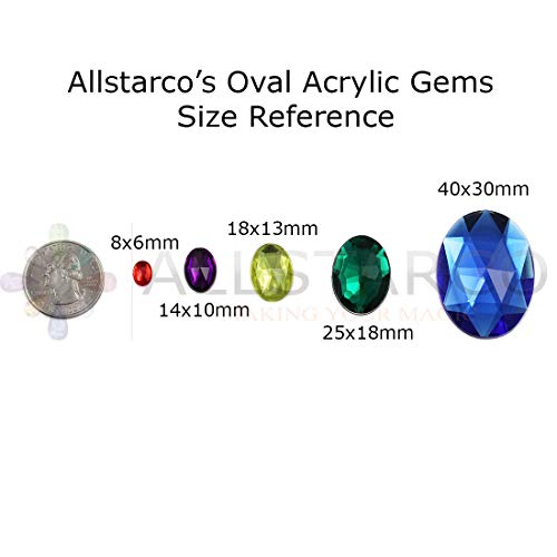 Allstarco KraftGenius 40x30mm Pink Fuchsia .NAT01 Large Flat Back Oval Acrylic Rhinestones Cosplay Costume Gems Plastic Jewels Embelishments DIY Crafts Gemstones - 4 Pieces
