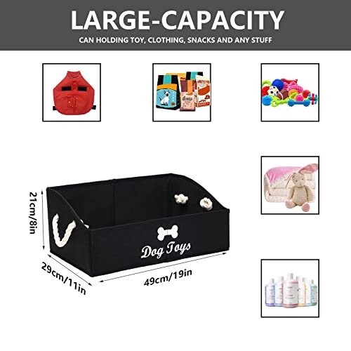 Morezi Large dog toy bin puppy shallow toy baskets dog toy storage perfect for living room playroom closet home organization - Black