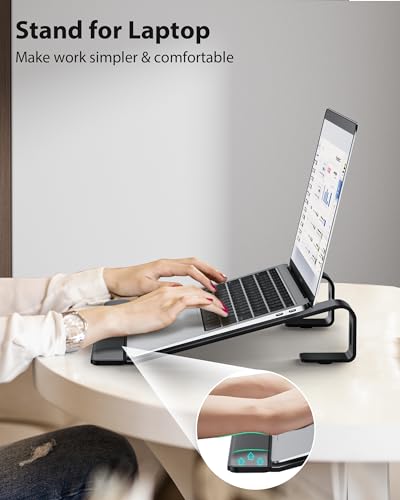 NTMY Laptop Stand for Desk,Laptop Stand with Wrist Support,Computer Stand for Laptop,Ventilated Ergonomic Laptop Stand with Wrist Pad,Stand for Laptop on Desk for MacBook/HP/Dell/Acer/Lenovo (Black)