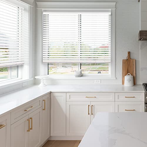 CHICOLOGY Faux Wood Blinds, Window Blinds, Wood Blinds, Window Shades, Window Treatments, Blinds & Shades, Window Shades for Home, Wooden Blinds, Basic White, 41" W X 48" H