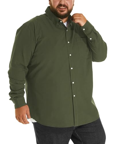 HOdo Big and Tall Mens Cotton Button Down Shirt Navy 6XL