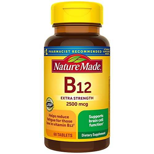 Nature Made Extra Strength Vitamin B12 2500 mcg, Dietary Supplement for Energy Metabolism Support, 60 Tablets, 60 Day Supply