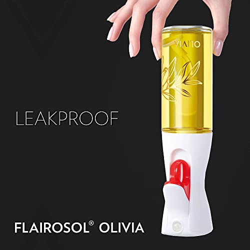 FLAIROSOL OLIVIA Oil Sprayer for Cooking, 130ml /4.4oz Glass Olive Oil Sprayer, Continuous Spray with Portion Control, Oil Dispenser Bottle for Kitchen, Air Fryer, Frying, Salad, BBQ (Golden Leaves)