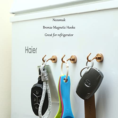 Neosmuk Magnetic Hooks, Heavy Duty Earth Magnets with Hook for Refrigerator, Extra Strong Cruise Hook for Hanging, Magnetic Hanger for Cabins, Grill (Silver White, 4 Pack)
