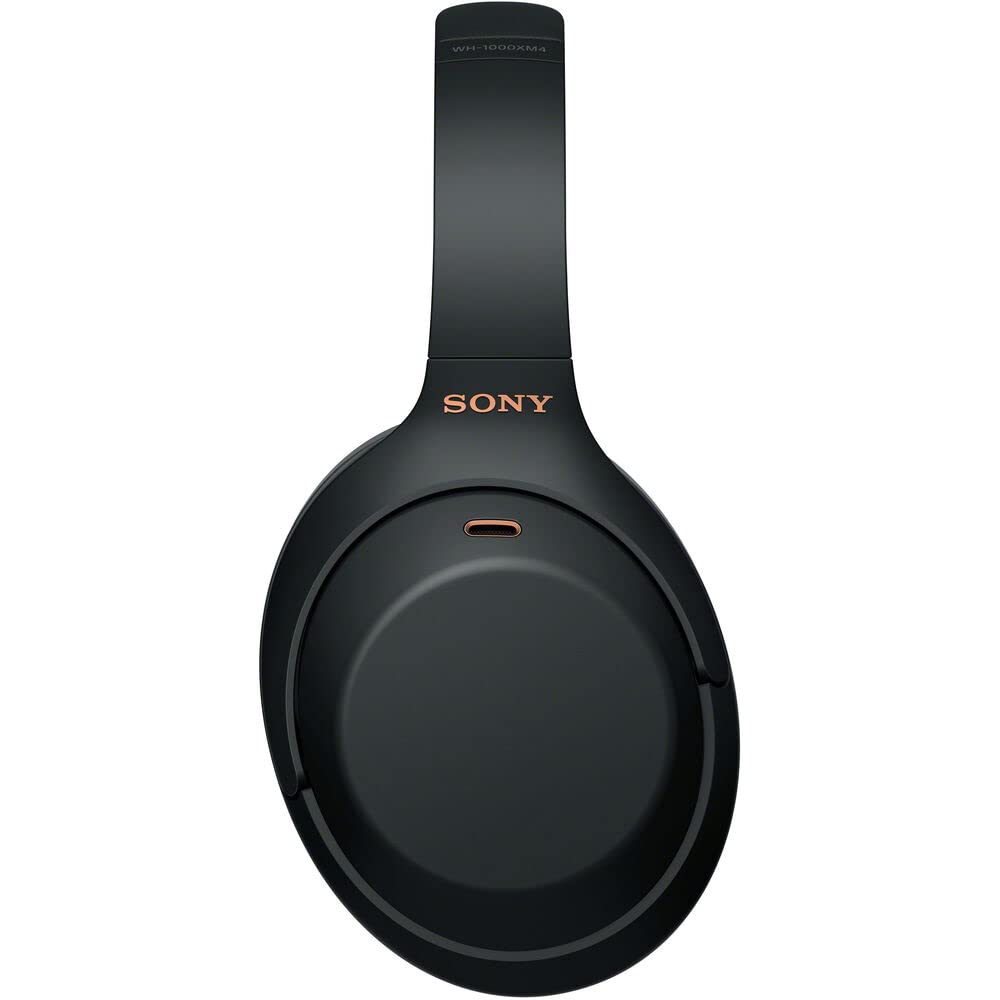 Sony WH-1000XM4 Wireless Noise-Canceling Over-Ear Headphones (Black) with Mic for Phone-Call and Voice Control (WH1000XM4/B) + Headphone Stand + USB Adapter