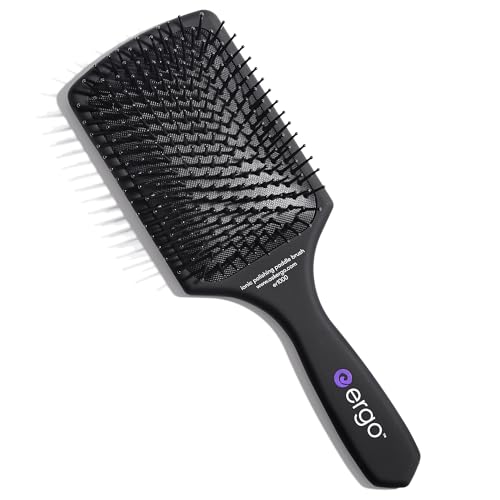 Ergo Ionic Paddle Hair Brush – Large Polishing Brush for Long-Lasting Shine, Detangling Brush for Wet & Dry Hair Care, Hair Styling Tool for Blow Drying (ER1000)