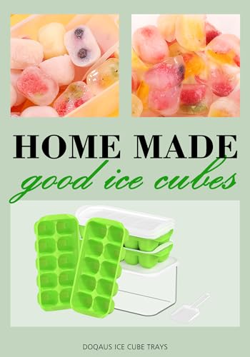 DOQAUS Ice Cube Tray with Lid and Bin, 4 Pack Ice Trays for Freezer, Easy Ice Pop Out Silicone Ice Cube Trays for Freezer with Cover, Stackable Storage Compact Ice Bucket Kits for Popsicles