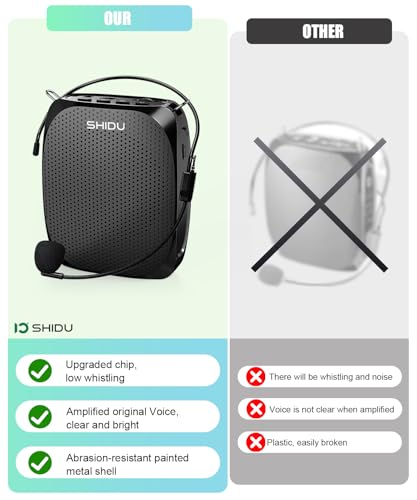 SHIDU Portable Voice Amplifier Personal Microphone Headset for Speaking Rechargeable Mini Pa System for Teachers Tour Guides Coaches Classroom Singing Yoga Fitness Instructors
