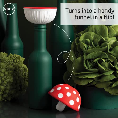 OTOTO Mushroom - Foldable Small Kitchen Funnel with Wide Mouth for Jars. Bottle Liquid Transfer - Silicone, 100% Food Safe, BPA Free, Dishwasher Safe