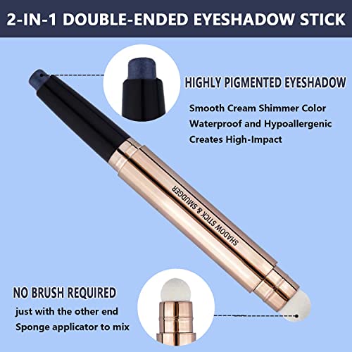 LGSZGDCN Eyeshadow stick and Makeup Brush Smooth Cream Shimmer Pencil Long Lasting Waterproof Buildable Eye Shadow Hypoallergenic Highlighter Multi-Dimensional eyes Look Glitter Primer Palette