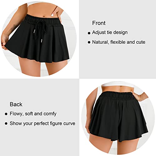 Flowy Shorts for Women Tennis Athletic Shorts for Workout Running Gym Skater Golf Short High Waisted Pleated Mini Shorts